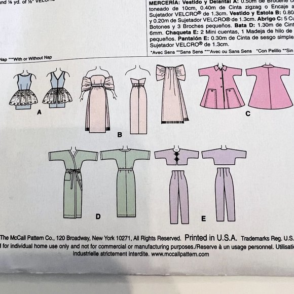Lot Of 4 NEW McCall Sewing Patterns For Outfits For 11 1/2" Barbie Dolls Uncut - Picture 10 of 13